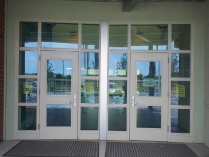 Double-door storefront entry